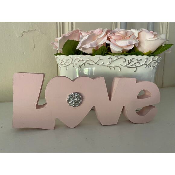 Pink Bling Love Sign, Valentines Day, Shelf Sitter, Fancy Decor, Girl/Woman Gift - Picture 2 of 7